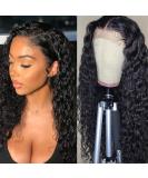 Lace Front Human Hair Water Wave Wig 20 - Brazilian Wet and Wavy, Glueless 150% Density, Pre Plucked Natural Color - Black Women's 4x4 Lace Closure - Buy Online on GoSupps.com