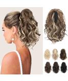 REECHO Short Curly Claw Clip Ponytail Extension - 10 Inch Light Brown with Golden Highlights - Buy Online on GoSupps.com