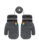 Fox Knitting Short Full Finger Gloves for Toddlers | Winter Thermal Plush Lining | 1-3 Years | Bear/Deep Grey - Buy Online on GoSupps.com