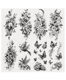 Large Black Flower & Butterfly Temporary Tattoos for Women - 10 Sheets - Buy Online on GoSupps.com