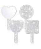 Bucherry 3 Pcs Rhinestone Heart Shaped Hand Mirrors - Dazzling Makeup Mirrors for Women, Girls - Perfect Wedding Gift - Buy Online on GoSupps.com