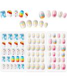 72 Pieces Kids False Nails - Rainbow Theme Full Cover Short Artificial Nail Kit for Girls - Children's Nail Design Decoration - 3 Boxes - Buy Online on GoSupps.com