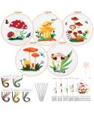 Embroidery Starter Kit: Mushroom Cross Stitch Set for Beginners - 5 Sets with Patterns, Instructions, Hoops, Needles & Threads - Buy Online on GoSupps.com