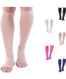 Doc Miller Open Toe Compression Socks for Women & Men 8-15 mmHg, 1 Pair, Support Shin Splints, Varicose Veins Recovery Skin Large - Buy Online on GoSupps.com