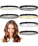 6 Pieces Elastic Braided Headbands No Slip Adjustable Headbands Stretchy Headbands for Women Strand Headband Plaited Hair Band Hippie Hair Accessory for Girl (Double Triple Strand, Mixed Material) Mixed Material Double Tri… - Buy Online on GoSupps.com