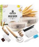 Sourdough Starter Kit - 2 Banneton Bread Proofing Baskets  Whisk  Lame  Scraper  Brushes  Cloth - Ultimate Bread Baking Supplies - Buy Online on GoSupps.com