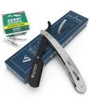 Buy Van de Boos Razor Set - High-Quality Stainless Steel Beard Knife with 100 Derby Blades for Precise Wet Shaving - Perfect for Men - Buy Online on GoSupps.com