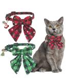ADOGGYGO Christmas Cat Collars 2-Pack: Red Green Plaid with Snowflake Design and Bell, Stylish Breakaway Kitten Collar with Removable Bowtie for Cats Kittens - Buy Online on GoSupps.com
