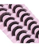 CNMTCCO False Eyelashes 10 Pairs Russian Strip Lashes Natural Fluffy Wispy D Curly Faux Mink Lashes Thick Short Soft Eyes Lash Reusable Fake Eyelashes (Densely) - Buy Online on GoSupps.com
