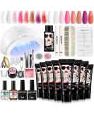 Morovan Poly Gel Starter Set - 8 Colors 48W UV/LED Lamp DIY Nail Kit for Home Use - Perfect Geln gel Poly Gel Extension Set for Women - Buy Online on GoSupps.com