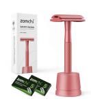 Zomchi Safety Razor for Women - Double-Blade Metal Razor with Shaving Stand & 10 Blades - Red - Buy Online on GoSupps.com