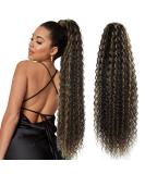 30-Inch Clip-In Drawstring Ponytail Extensions - Dark Brown & Blonde Highlights #P427 - Buy Online on GoSupps.com