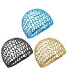 Framendino 3 Pack Mesh Crochet Hair Net Snood Hat for Thick Hair - Blue, Black, Khaki - Buy Online on GoSupps.com