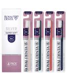 Royal Denta Super Soft Toothbrush Set - 4 Pack with Antibacterial Silver Bristles for Sensitive Teeth Care - Buy Online on GoSupps.com