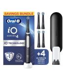 Oral-B iO4 2x Electric Toothbrushes For Adults Christmas Gifts For Women / Him 2 Toothbrush Heads & 1 Travel Case 4 Modes With Teeth Whitening UK 2 Pin Plug Black and White + Refills Black Travel - Buy Online on GoSupps.com