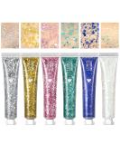 6 Colors Glitter Gel Set for Eyes, Hair, Nails - Sparkling Mermaid Holographic Sequins - Festival & Halloween Makeup Kit - Buy Online on GoSupps.com