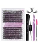 DIY Lash Extensions Set - Cluster Lashes & Eyeholder - DIY Eyelash Bond & Seal Kit (3D+40D-D CURL 12-16mm) for At-Home Application | International Shipping Available - Buy Online on GoSupps.com
