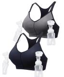 HOFISH Women's Pumping Sports Bra - Padded Medium Support Racerback XL 2pcs Set - Black/Grey+black Deep Blue - High Impact Seamless Athletic Bra - Buy Online on GoSupps.com