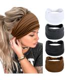 Black Wide Headbands for Women - Stylish Boho Hair Wraps - Pack of 4 Large Hairbands for Sport & Yoga - African-Inspired Turban Headband Accessories - Buy Online on GoSupps.com