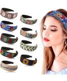 Boho Embroidery Headband Set - 9 Handmade Wide Headbands for Women | Vintage Ethnic Style Hair Accessories - Buy Online on GoSupps.com