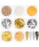 Shop Flofia 8 Boxes 3D Holographic Glitter Nail Decoration - Gold & Silver Rhinestone Art for Stunning Manicures - Buy Online on GoSupps.com