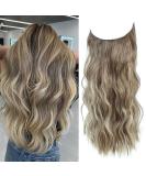Invisible Wire Hair Extension 12 inch Wavy Light Ash Brown with Highlights - Synthetic Clip in Hair Pieces for Women - Buy Online on GoSupps.com