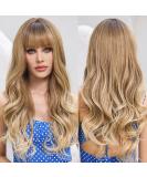 HAIRCUBE Ombre Blonde Synthetic Wig for Women - Layered Long Wavy Heat Resistant Hair Wig with Bangs - Buy Online on GoSupps.com