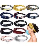 12-Piece Button Headbands for Mask | Boho Stretchy Cross Knotted Headbands for Women | Non-Slip Turban Headwrap for Nurses & Doctors - Buy Online on GoSupps.com