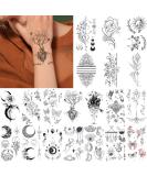 20 Sheets Black Tiny Temporary Tattoo Stickers for Men Women - Moon Butterfly Bird Flower Designs - Waterproof Body Art for Arm Neck Shoulder - Buy Online on GoSupps.com
