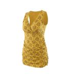 ZUMIY Maternity Nursing Top | Women's Cotton V Neck Ruched Waist Double Layered Tank | Yellow Printing - Buy Online on GoSupps.com