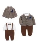 famuka Baby Boy Formal Wedding Outfit Suit with Bows Outwear Gentleman Tuxedo 2 PCS 6 Months Brown - Buy Online on GoSupps.com