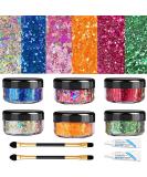 Glitter Face Paint - 6 Chunky Colors & Glue | Holographic Body & Nail Glitter for Kids | Perfect for Face Makeup & Shimmering Looks - Buy Online on GoSupps.com