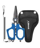 SAMSFX Fishing Braid Line Scissors with Titanium Coating, Dual-Serrated Blade, Kraton Handle, Sheath, Lanyard - Blue Kraton Handle - Buy Online on GoSupps.com