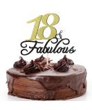 18 & Fabulous Birthday Cake Topper Siipoo Black Gold Glitter Cake Topper for 18th Happy Birthday Anniversary Party Decoration Supplies - Buy Online on GoSupps.com