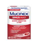 Mucinex Sinus-Max Max Strength Severe Congestion & Pain Liquid Gels 16ct - Fast Relief Formula - Buy Online on GoSupps.com