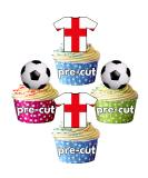 PRE-CUT England Football Edible Cupcake Toppers Cake Decorations Euro World Cup (12 Pack) - Buy Online on GoSupps.com