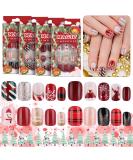 EBANKU 96 Pcs Christmas Coffin False Nails | Short Fake Nails Full Cover Kit with Adhesive Tabs | Snowflake Elk Design Nail Art for Women Girls - Buy Online on GoSupps.com