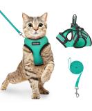 Aokcats Reflective Cat Harness Set with Leash & Dishes - Adjustable Outbreak-Proof for Cats & Rabbits - Green - Buy Online on GoSupps.com