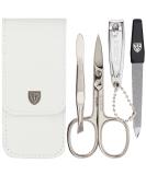 Three Swords Capri Nail Care Set - 4 Pcs High Quality Manicure & Pedicure Kit | White Synthetic Leather - Nail Scissors Clippers Tweezers Sapphire File - Buy Online on GoSupps.com