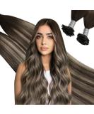 UGEAT REAL HAIR REMY Flat Tip Bonding Strands - Keratin Glue Sticks (50g 20 inch) - Dark Brown to Ash Blonde #4/18/4 - Premium Quality Hair Extensions - Buy Online on GoSupps.com