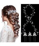Chuangdi 5-Piece Extra Long Pearl and Crystal Bridal Hair Vine with Rhinestone Hair Pins - Silver - Buy Online on GoSupps.com