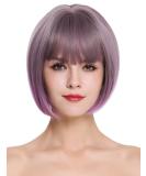 Shop WIG ME UP H1808-10AT366 Women's Bob Wig - Short Straight Bangs in Grey Purple Violet Mix | Trendy Hairstyles - Buy Online on GoSupps.com