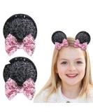 2PCS Pink Sequin Mouse Ears Hair Clips - Perfect for Birthday Parties & Costumes - Buy Online on GoSupps.com