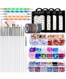 JOYJULY Nail Art Brushes Kit - 3D Decorations, Glitters, Stickers, Rhinestones, Foil & Striping Tapes for Acrylic Design - White Professional Nail Kit - Buy Online on GoSupps.com