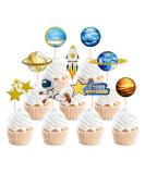 Blumomon 36 Pcs Space Cake Topper Planet Astronaut Earth Cupcake Picks Space Theme Kids Baby Shower Party or Birthday Party Cake Decorations Blue - Buy Online on GoSupps.com