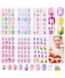 144 Pieces Kids Press on Nails Grils, Thrilez Children Fake Nails Artificial False Nail Tips Pre Glue Full Cover Short Acrylic Nails for Girls Kids Nail Art Decoration (Rainbow Sky) - Buy Online on GoSupps.com