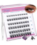 EMEDA Self Adhesive Eyelashes Clusters Kit - 60PCS Double V Shape Glueless Lashes | Natural Look Press-on Lashes (D-10-16mm - Buy Online on GoSupps.com