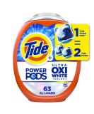 Tide Power PODS Plus Ultra OXI Laundry Detergent - Advanced Stain Removal & Whitening - 63 Count - International Shipping Available - Buy Online on GoSupps.com