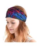 Charm tie dye headband hippie elastic bandana head cover wrap for men & women psychedelic flower pattern 60's 70's retro bohemia boho c - Buy Online on GoSupps.com