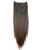 CAISHA by PRETTYSHOP XXL 24 Brown Mix Clip In Extensions 8 Pieces Set | Straight Hair Extension Hairpiece CES20 - Buy Online on GoSupps.com